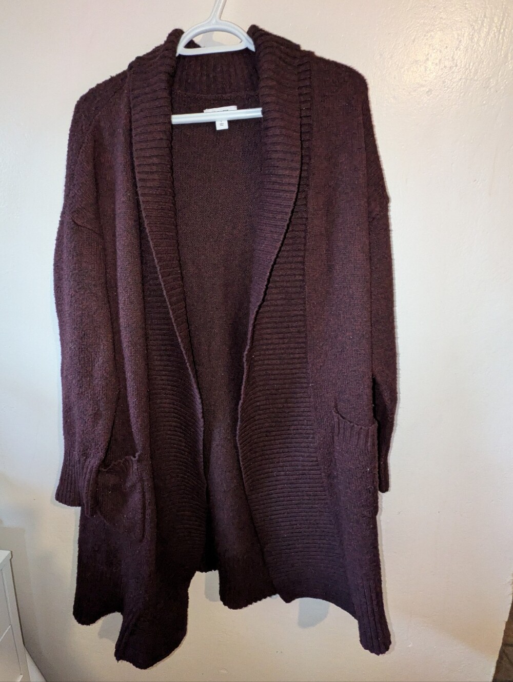 Nine West Open-Front Shawl Collar Cardigan - Deep Wine